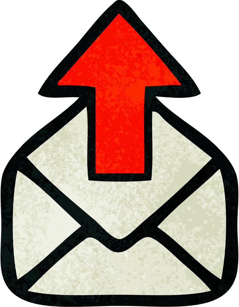 signo de correo electrónico de dibujos animados de textura grunge retro vector