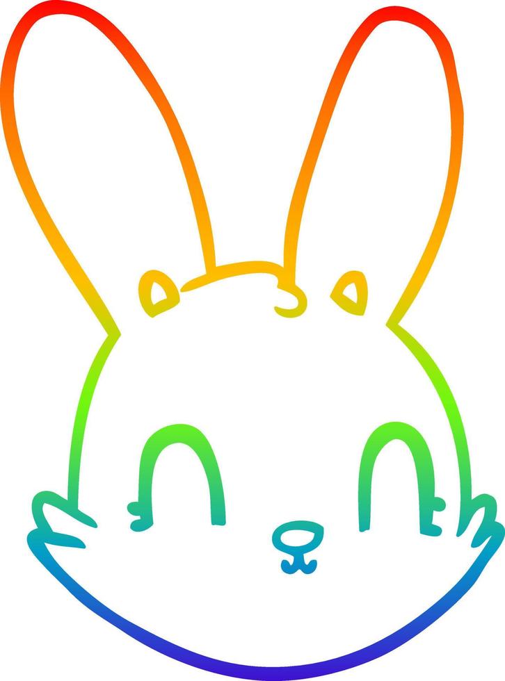 rainbow gradient line drawing cartoon bunny face vector