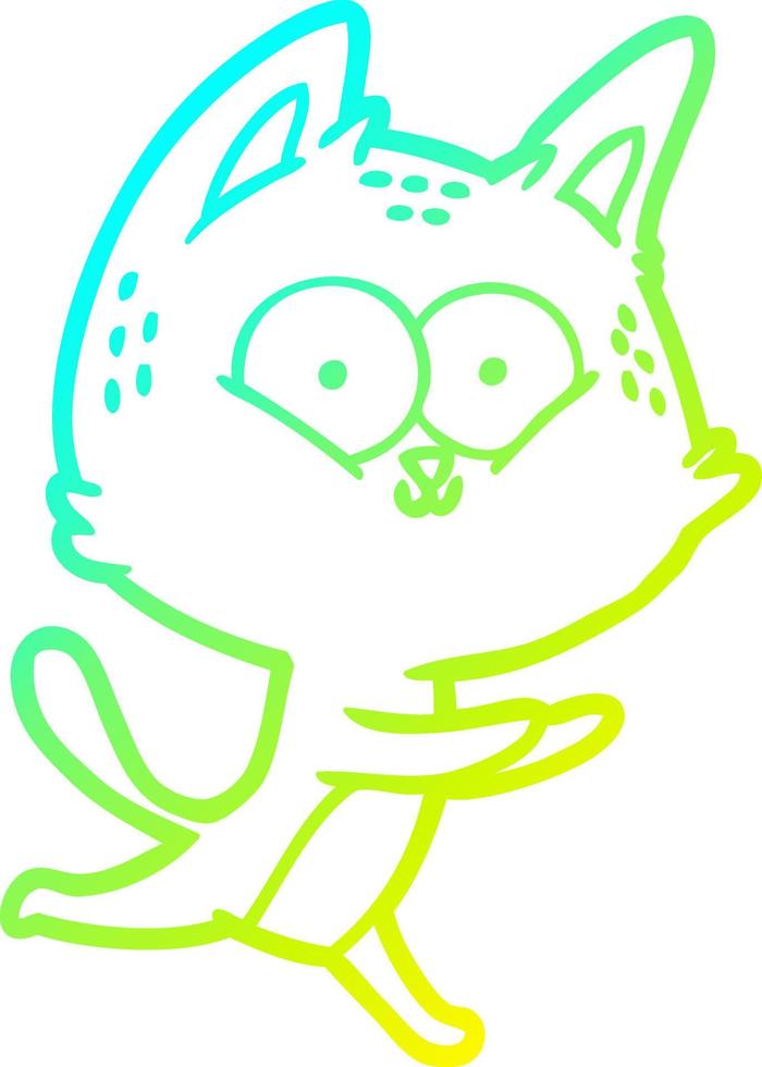 cold gradient line drawing cartoon cat running vector
