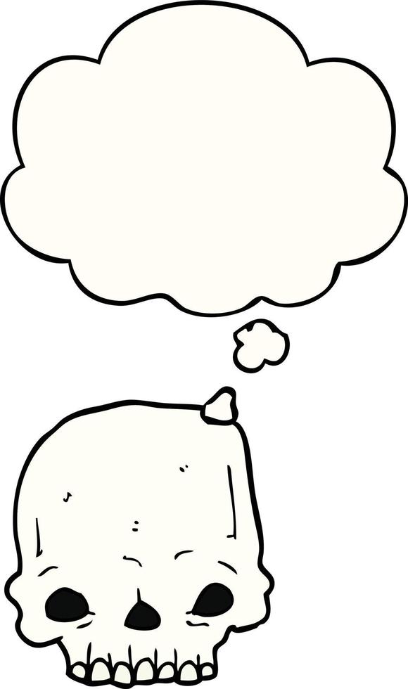 cartoon spooky skull and thought bubble vector