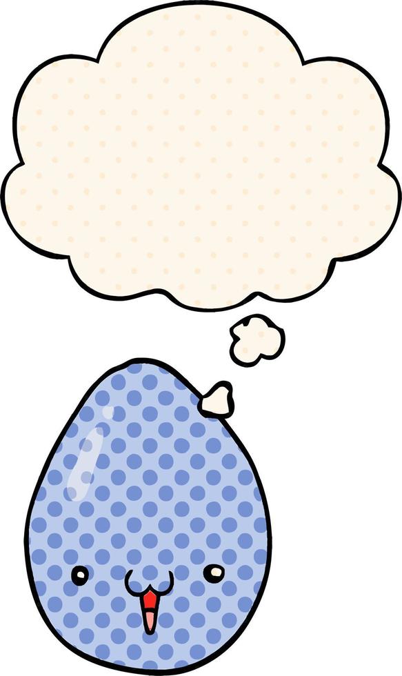 cartoon egg and thought bubble in comic book style vector
