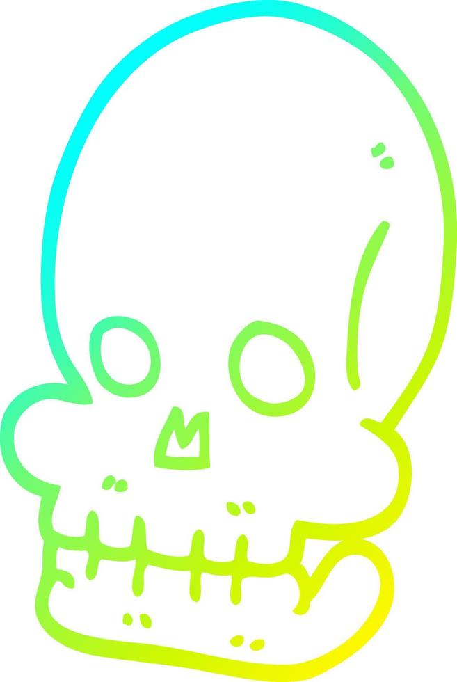 cold gradient line drawing cartoon spooky skull vector