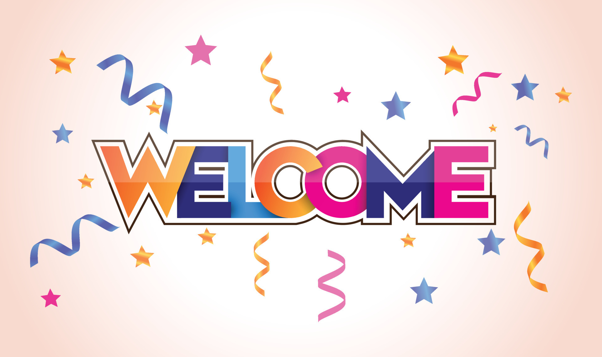 Modern Welcome Text Banner, And Effect. Colorful Design With White ...