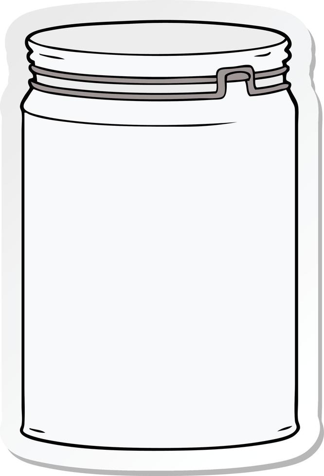 sticker of a cartoon empty glass jar vector