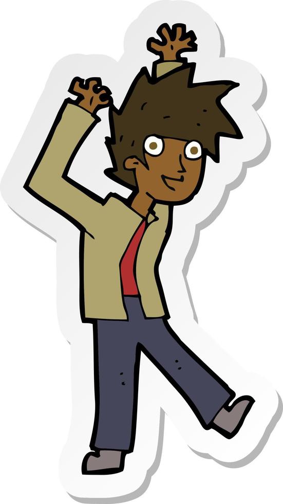 sticker of a cartoon excited boy vector