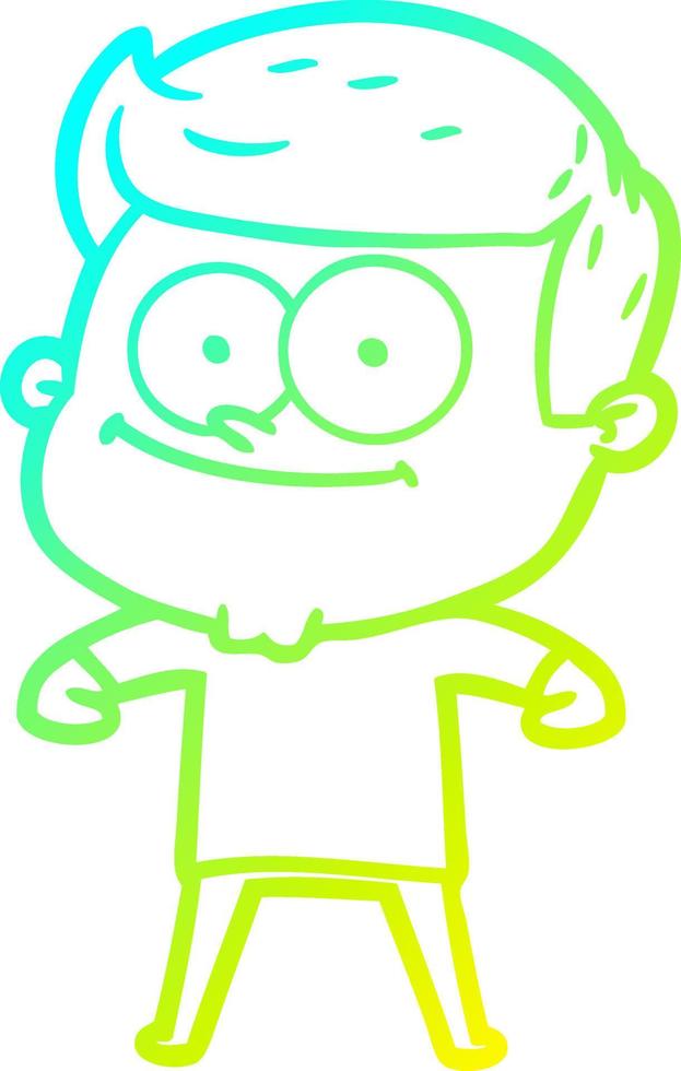cold gradient line drawing cartoon happy man vector