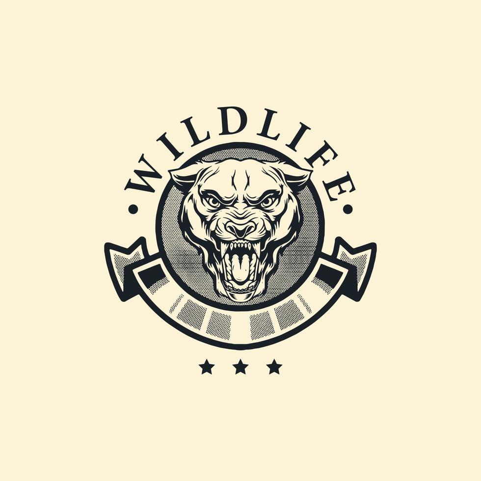 wildlife badge, wolves character logo. vector