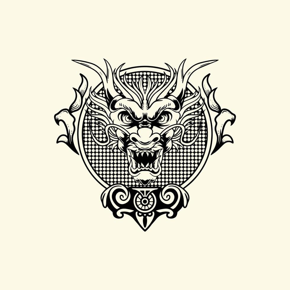 Dragon emblems, badges, labels, logos or t-shirt prints with vintage style, white background. vector