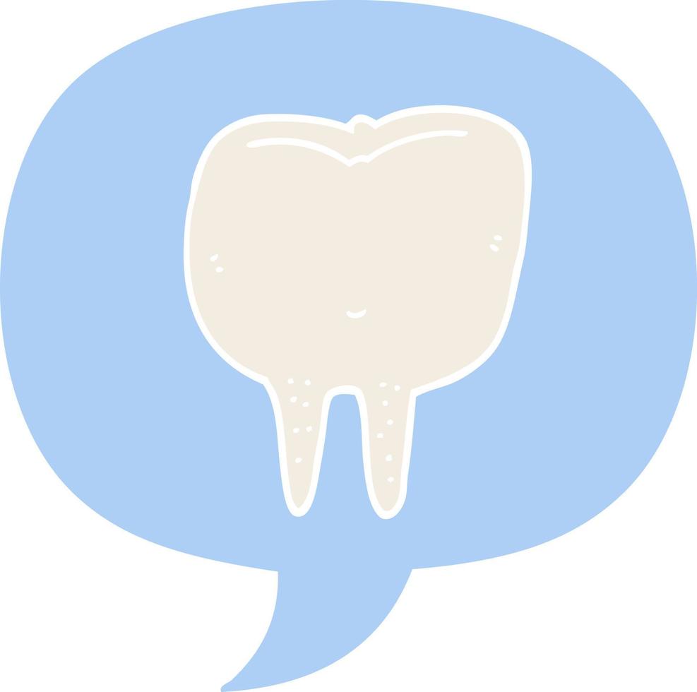 cartoon tooth and speech bubble in retro style vector