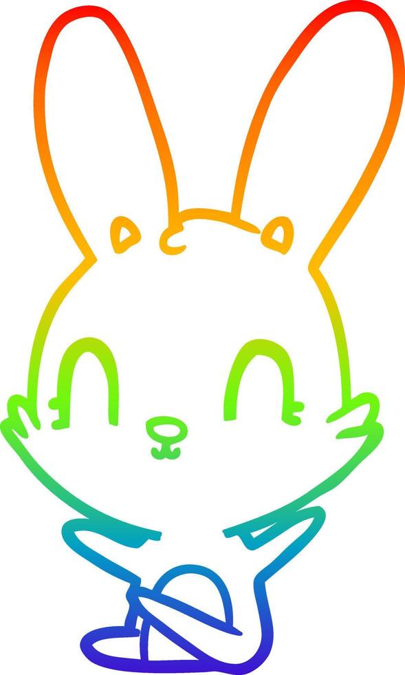 rainbow gradient line drawing cute cartoon rabbit vector