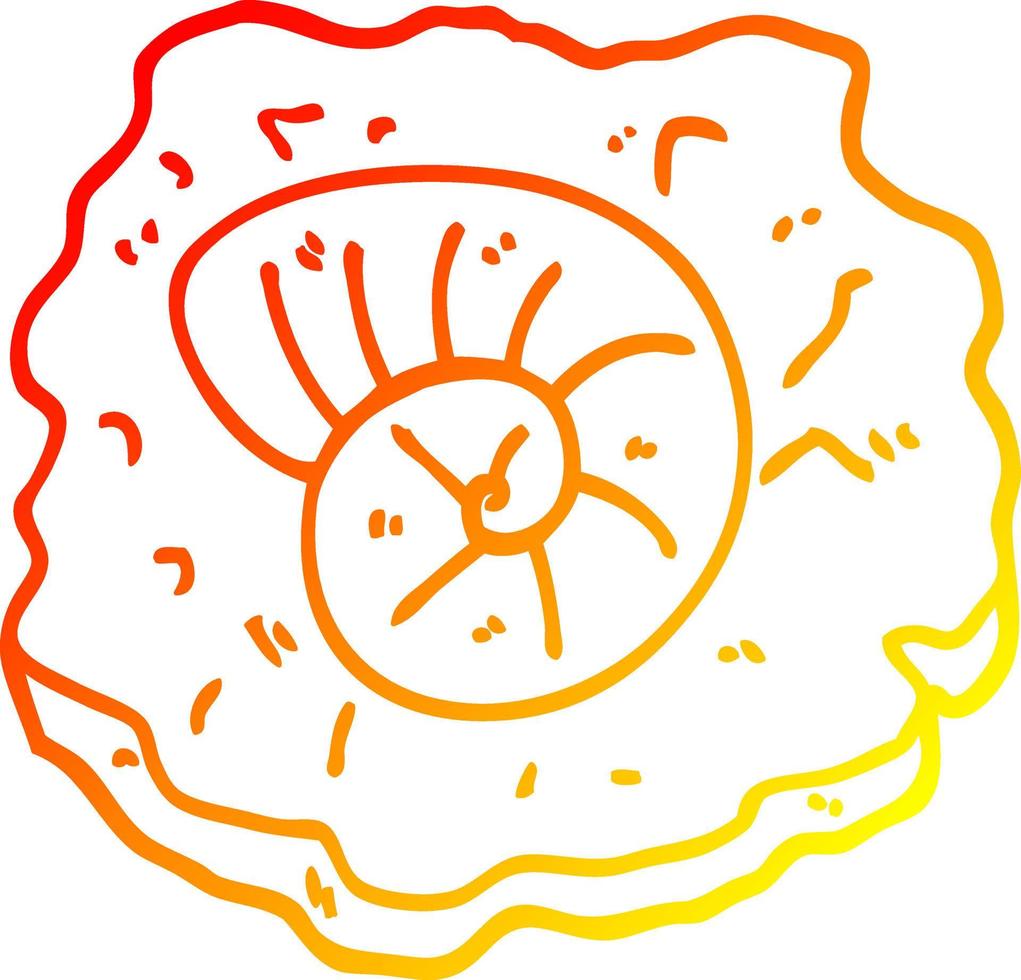 warm gradient line drawing cartoon ancient fossil vector