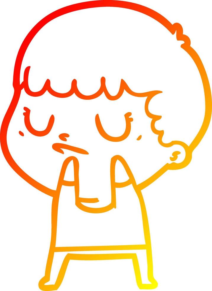 warm gradient line drawing cartoon grumpy boy vector