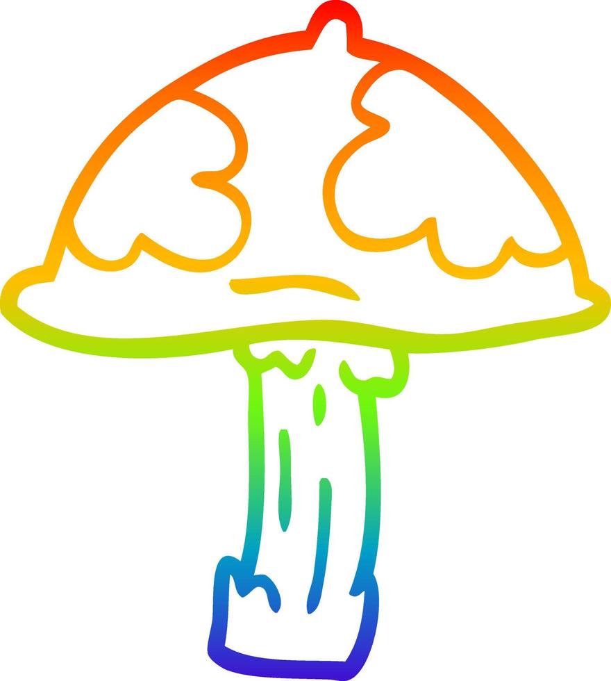 rainbow gradient line drawing cartoon poisonous toadstool vector