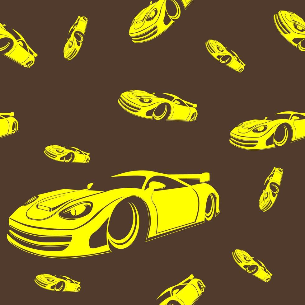 Editable Flat Monochrome Sporty Cars Vector Illustration Seamless Pattern for Creating Background