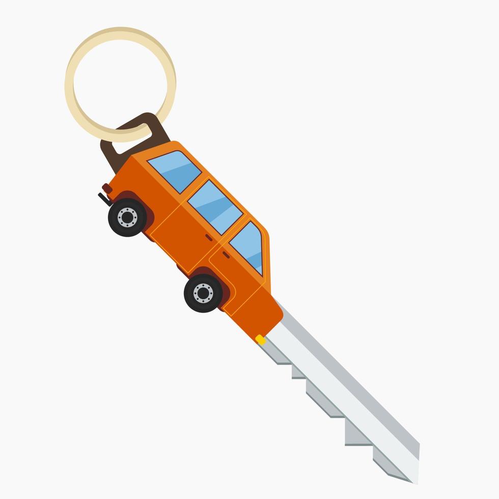 Editable Orange Car Shaped Key Vector Illustration Icon for Travel Transportation and Vehicle Reparation or Dealership Related Purposes