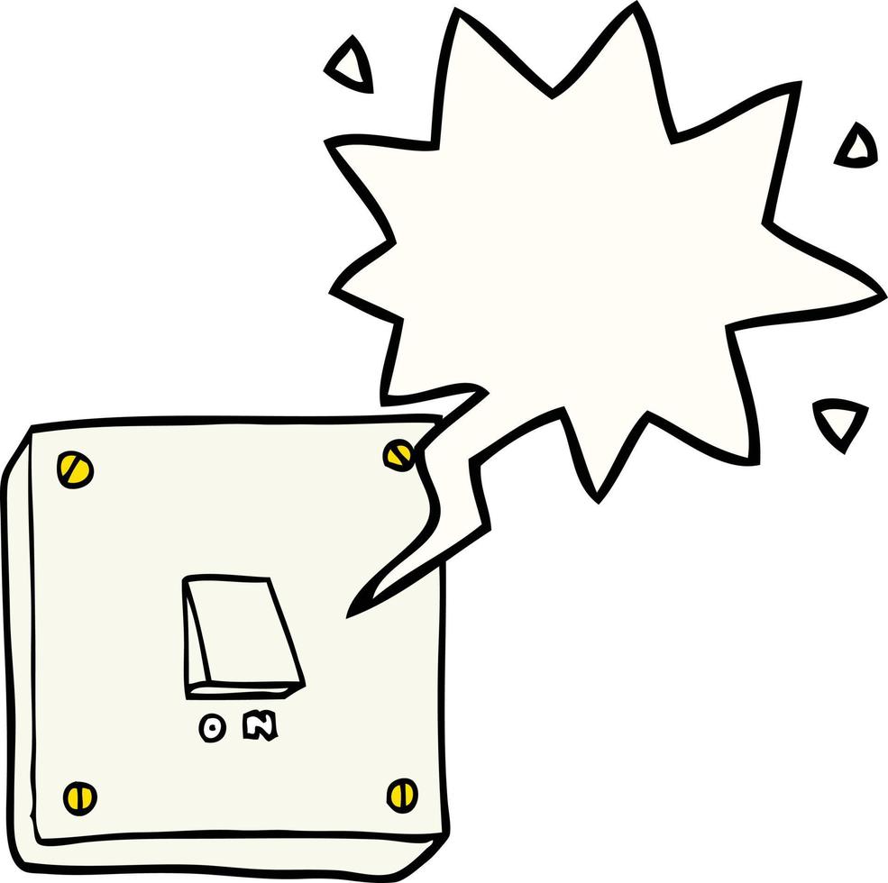 cartoon light switch and speech bubble vector