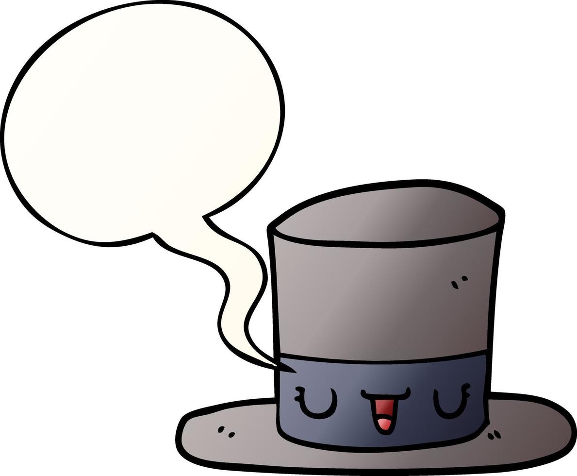 cartoon top hat and speech bubble in smooth gradient style vector