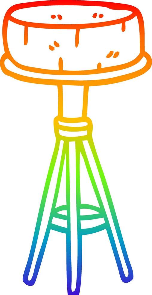 rainbow gradient line drawing cartoon breakfast stool vector