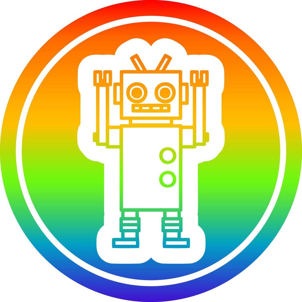 dancing robot circular in rainbow spectrum vector