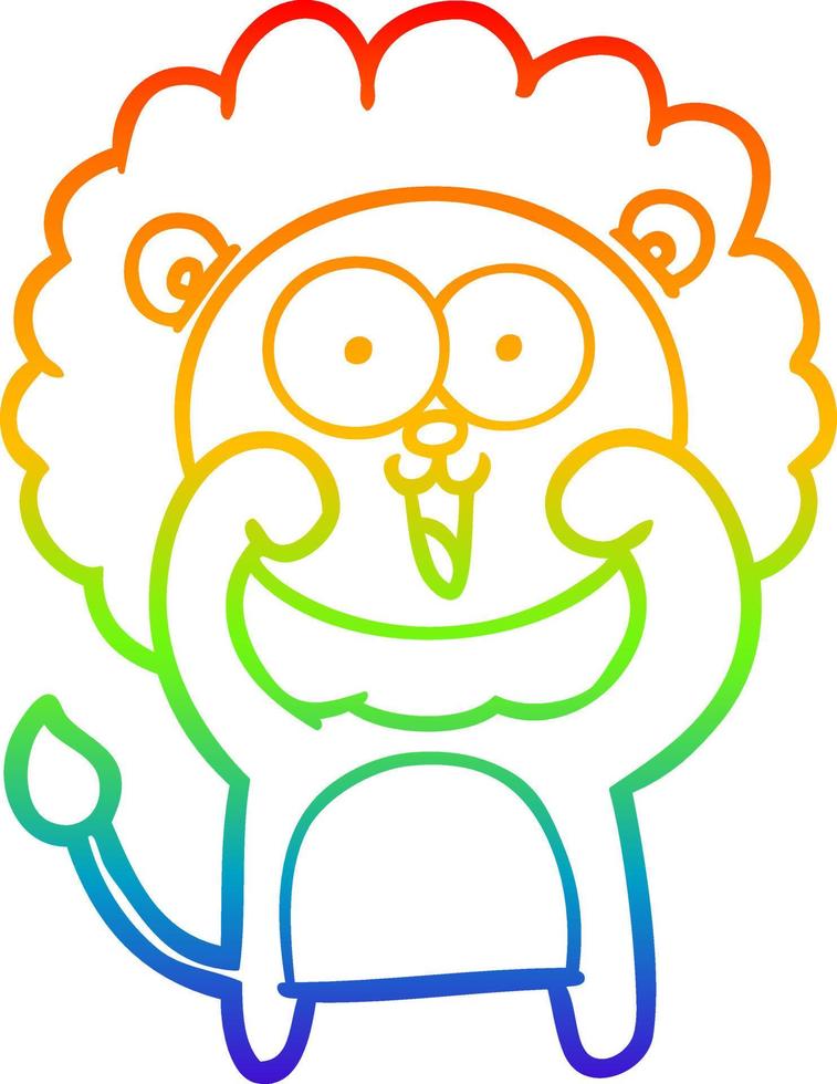 rainbow gradient line drawing happy cartoon lion vector