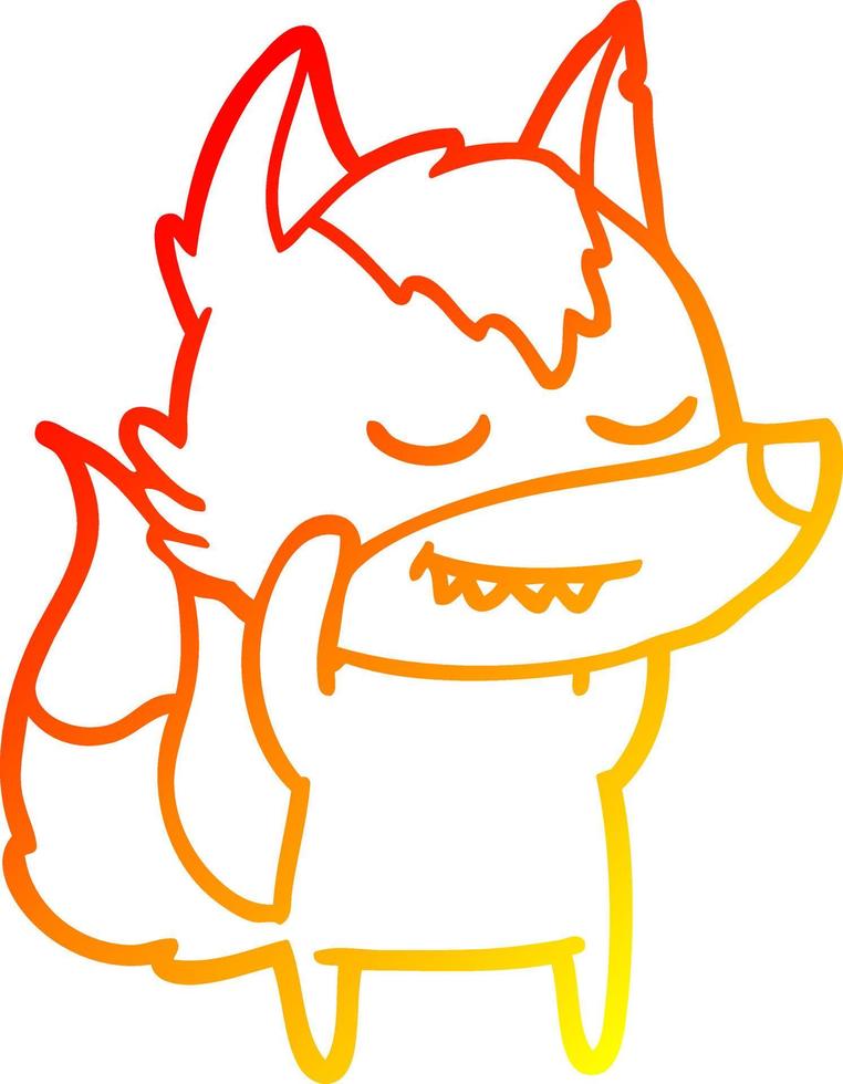 warm gradient line drawing friendly cartoon wolf vector