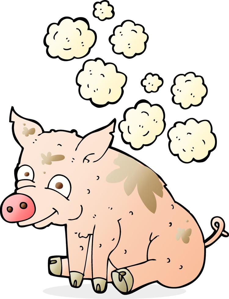cartoon smelly pig vector