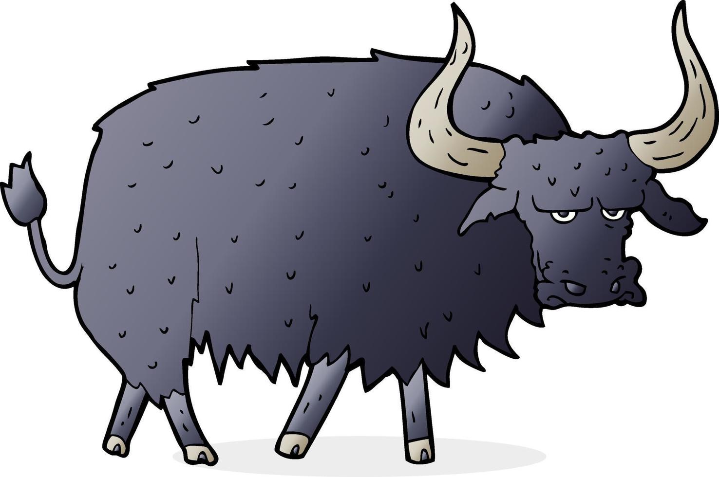 cartoon annoyed hairy ox vector