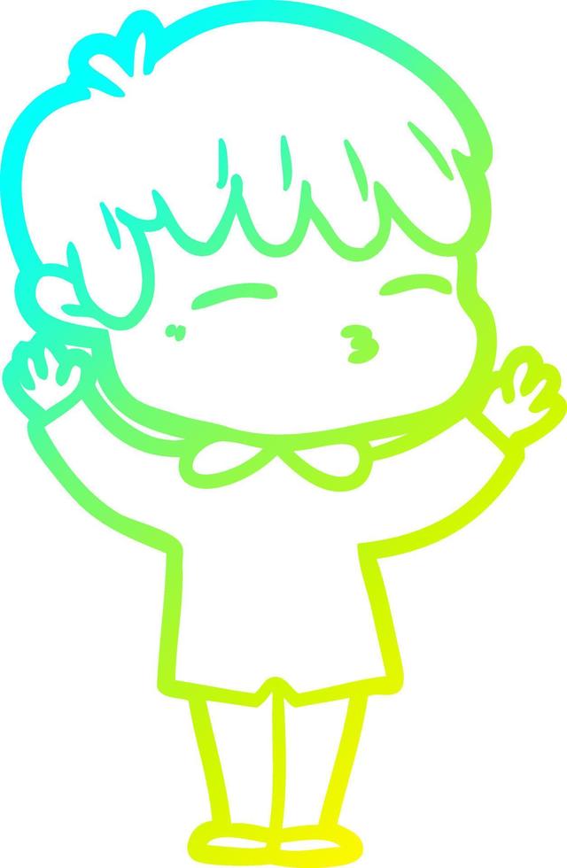 cold gradient line drawing cartoon curious boy vector