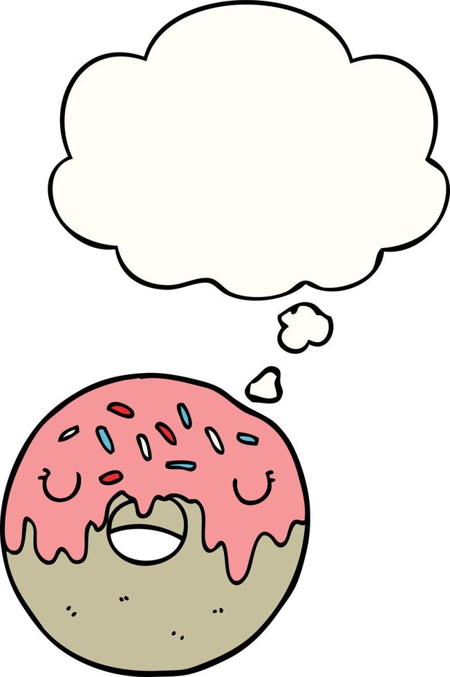 cartoon donut and thought bubble vector