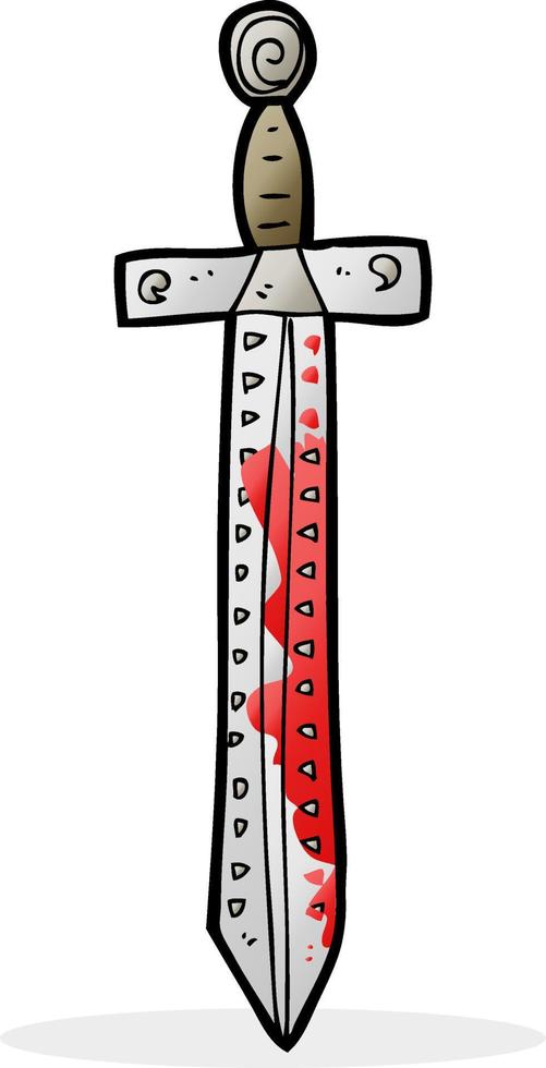 cartoon blood splattered sword vector