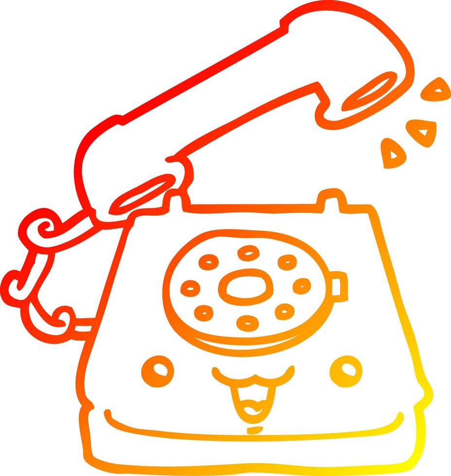 warm gradient line drawing cute cartoon telephone vector