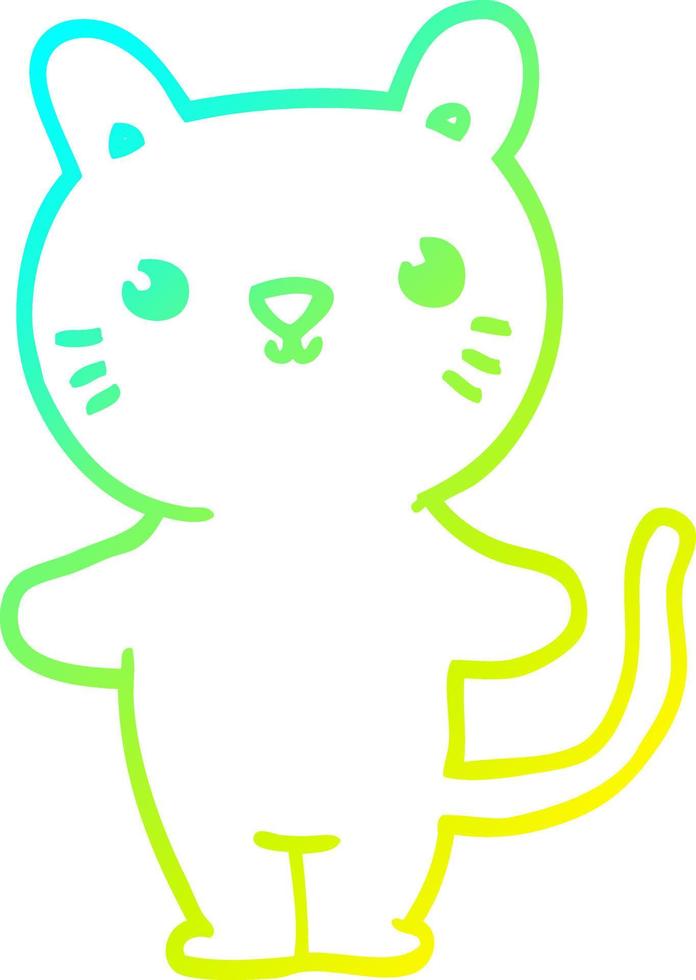 cold gradient line drawing cartoon cat vector