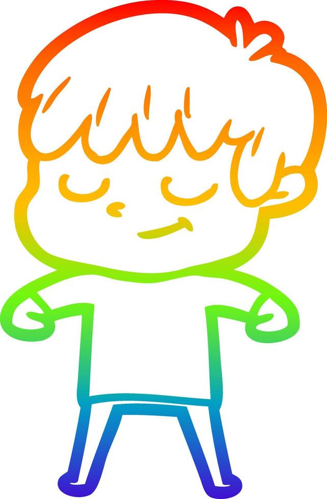 rainbow gradient line drawing cartoon happy boy vector