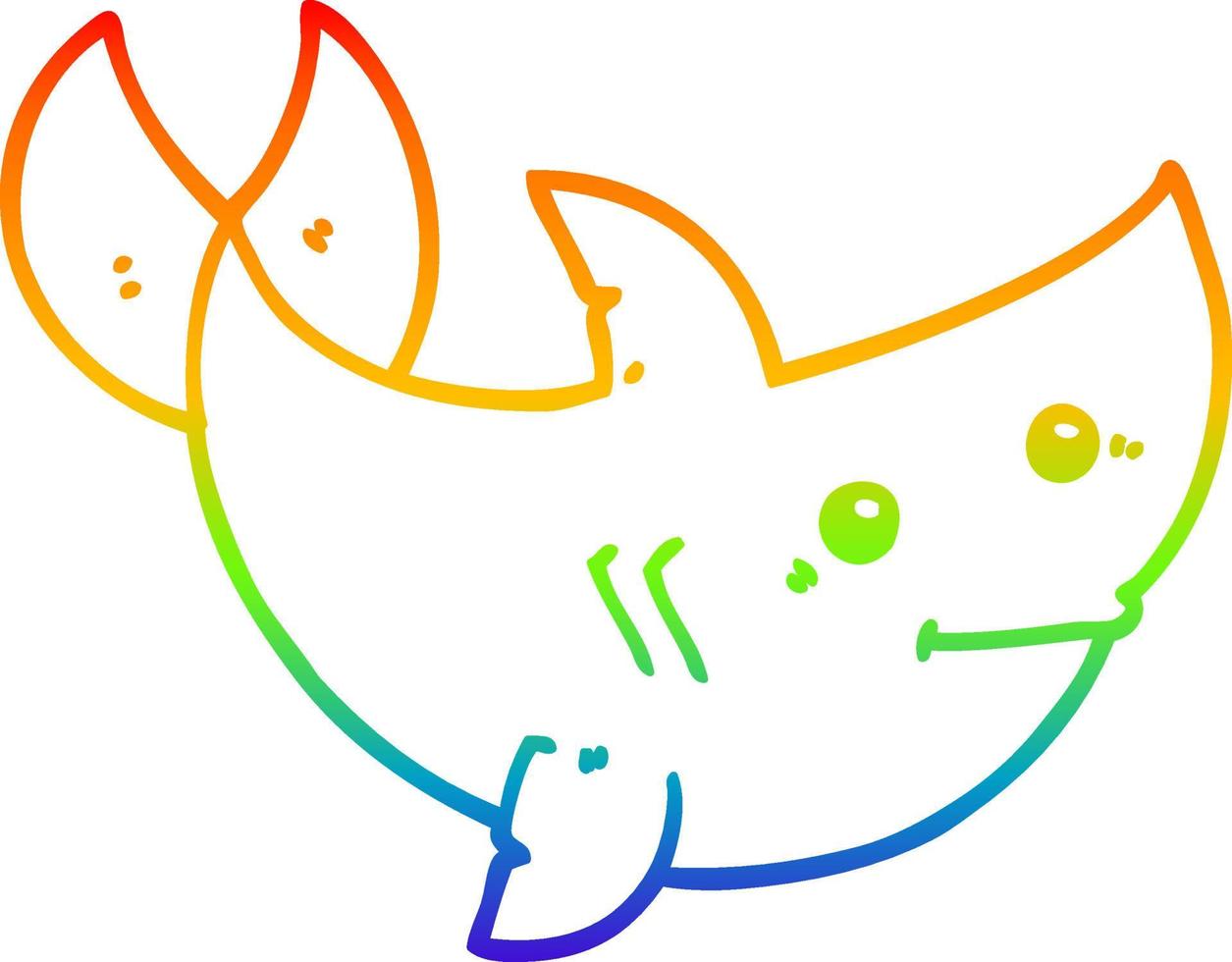 tiburón de dibujos animados de dibujo de línea de gradiente de arco iris vector