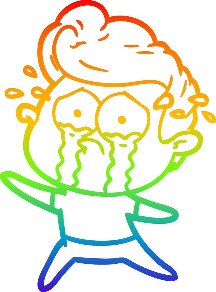 rainbow gradient line drawing dancing crying man vector