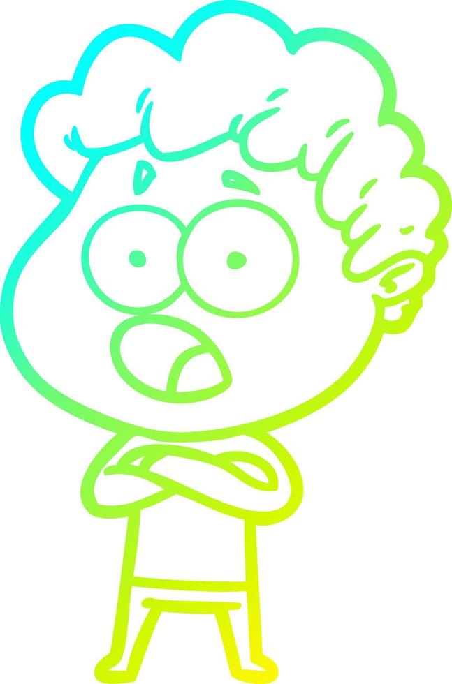 cold gradient line drawing cartoon man gasping in surprise vector