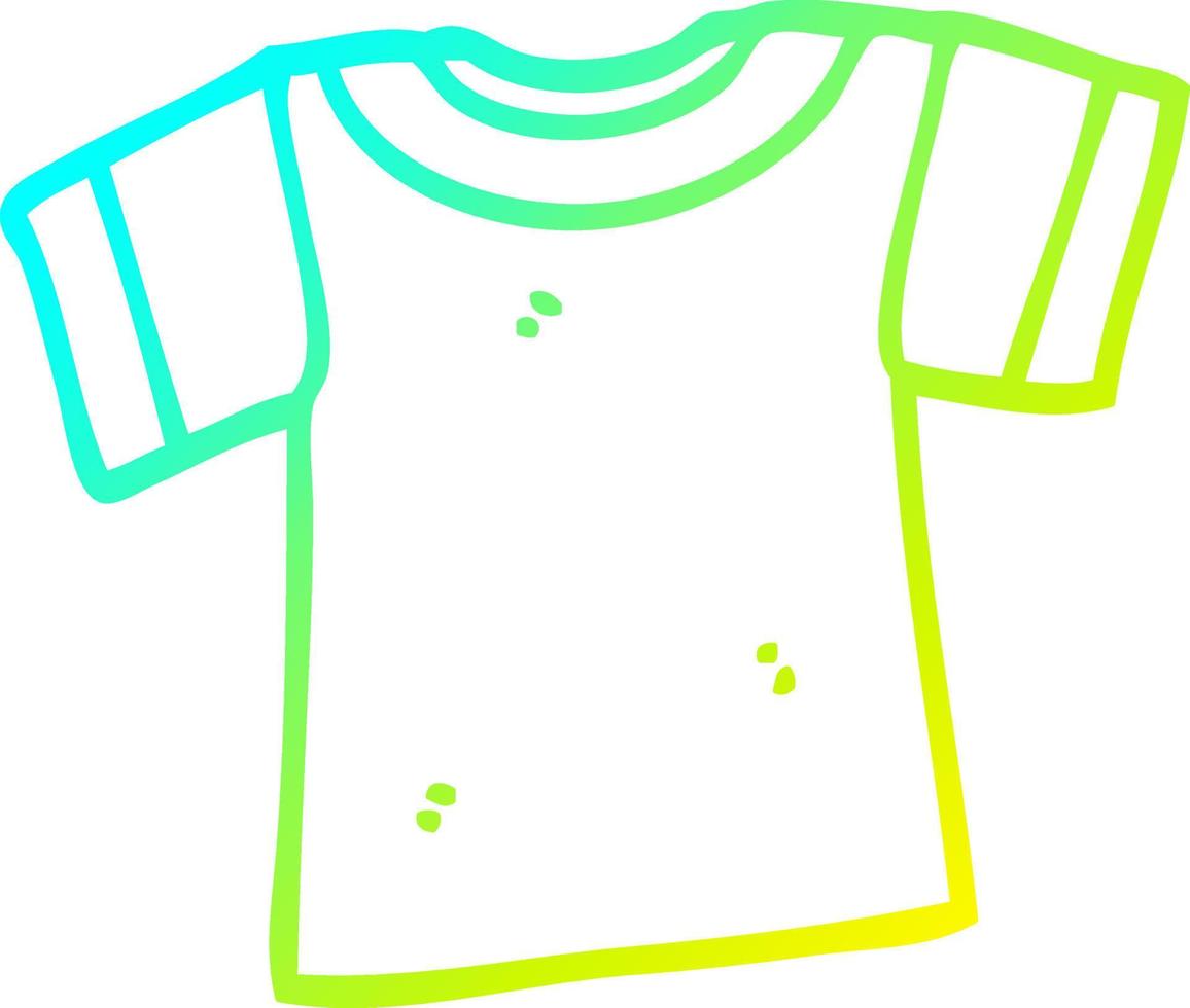 cold gradient line drawing cartoon tee shirt vector