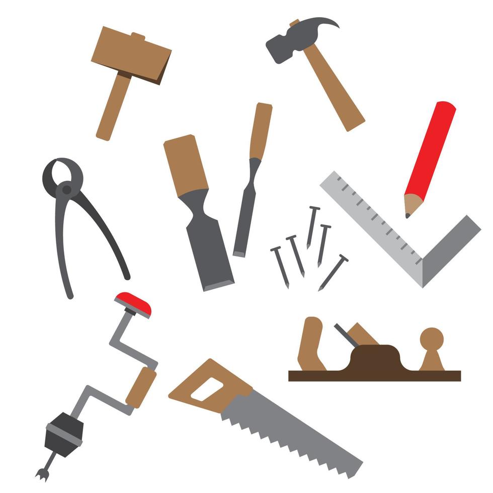 set of wood working vector illustration