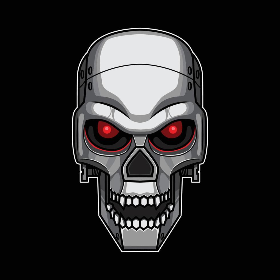 skull cyborg head graphic vector