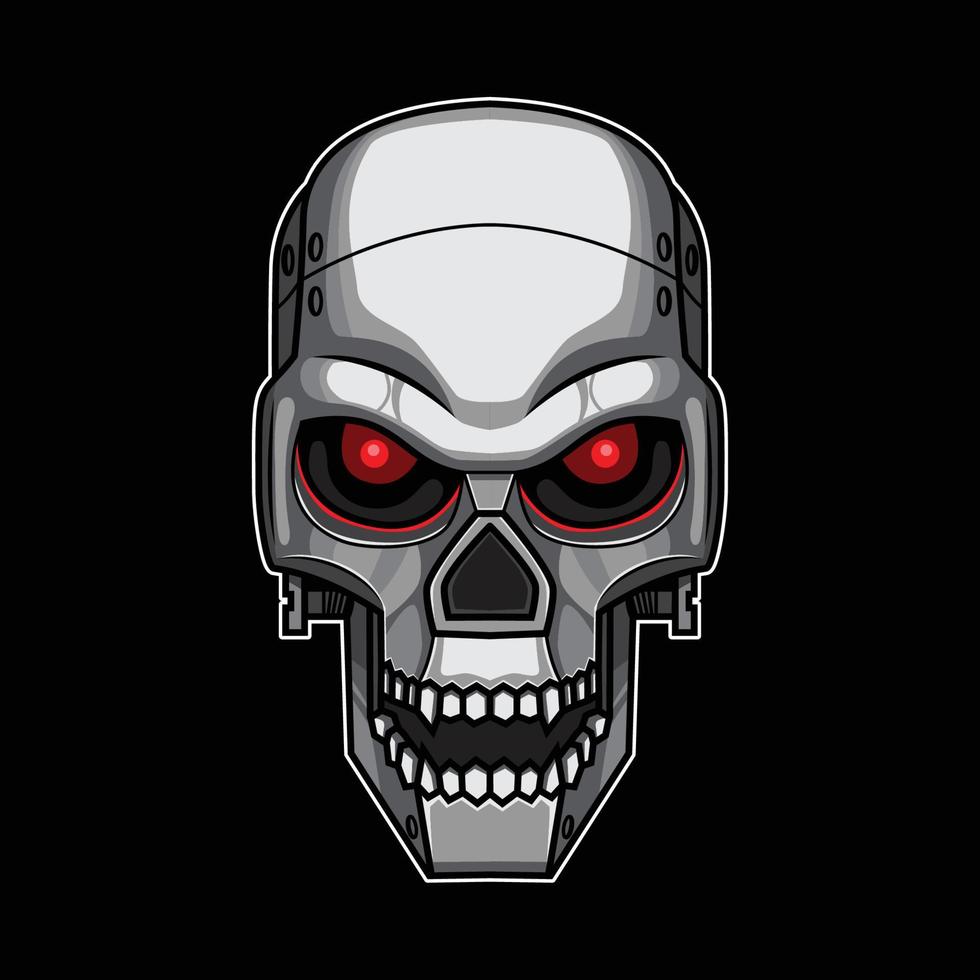 skull cyborg head graphic vector