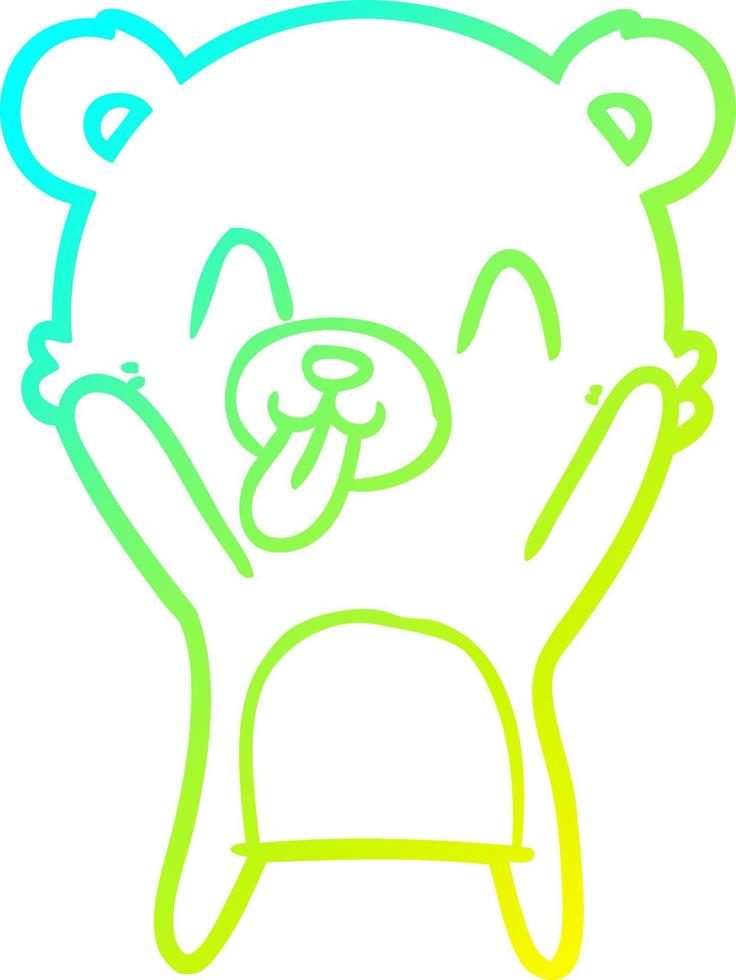 cold gradient line drawing rude cartoon bear vector