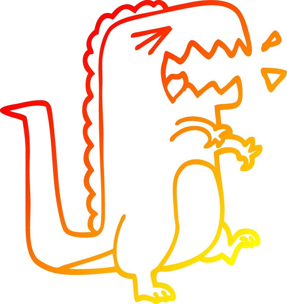 warm gradient line drawing cartoon roaring t rex vector