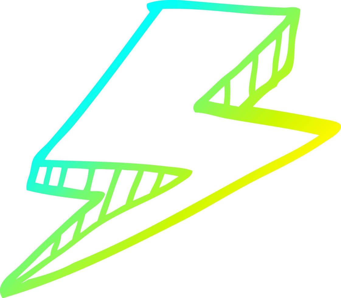 cold gradient line drawing cartoon lightning bolt vector