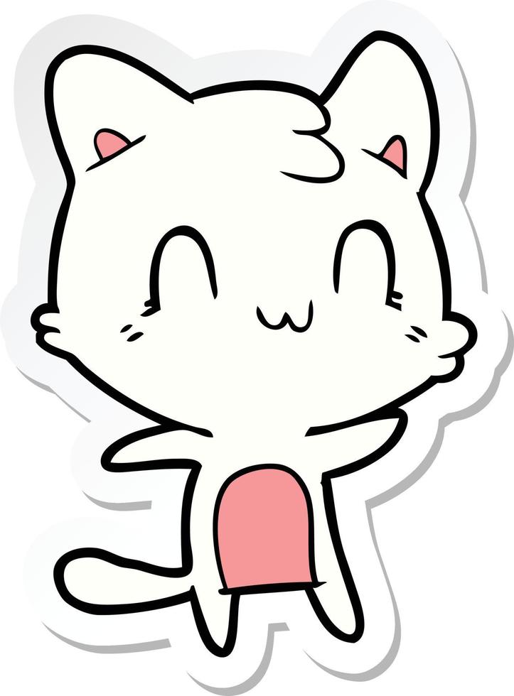 sticker of a cartoon happy cat vector