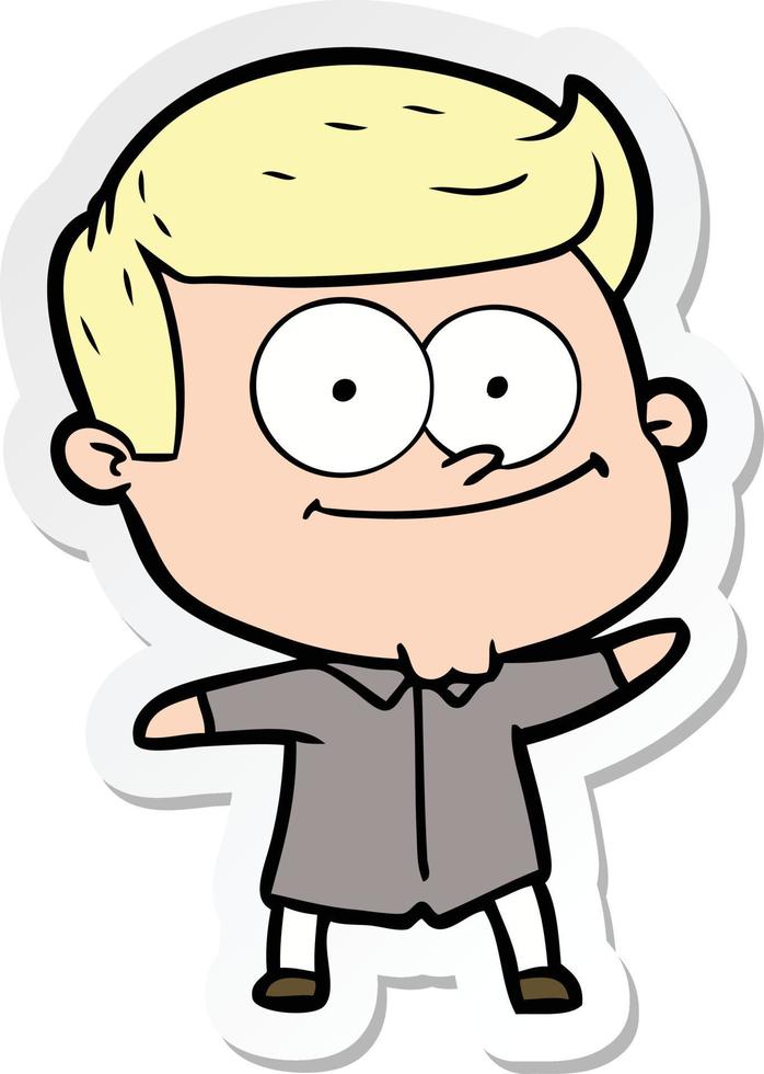 sticker of a cartoon happy man vector