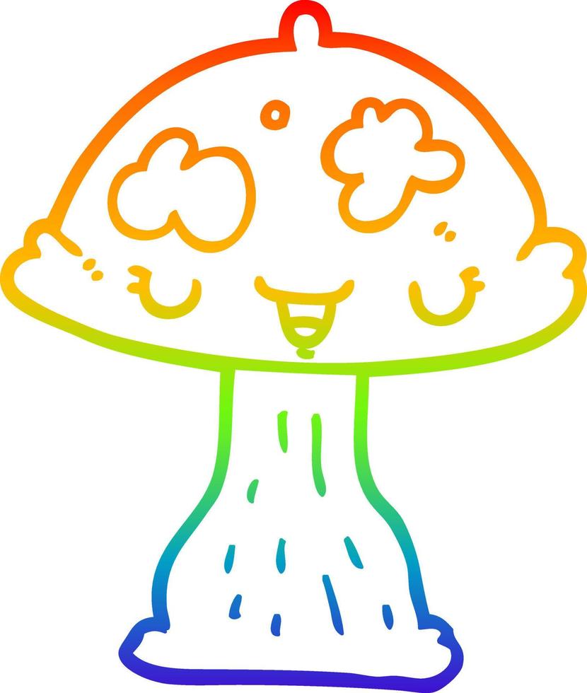 rainbow gradient line drawing cartoon toadstool vector