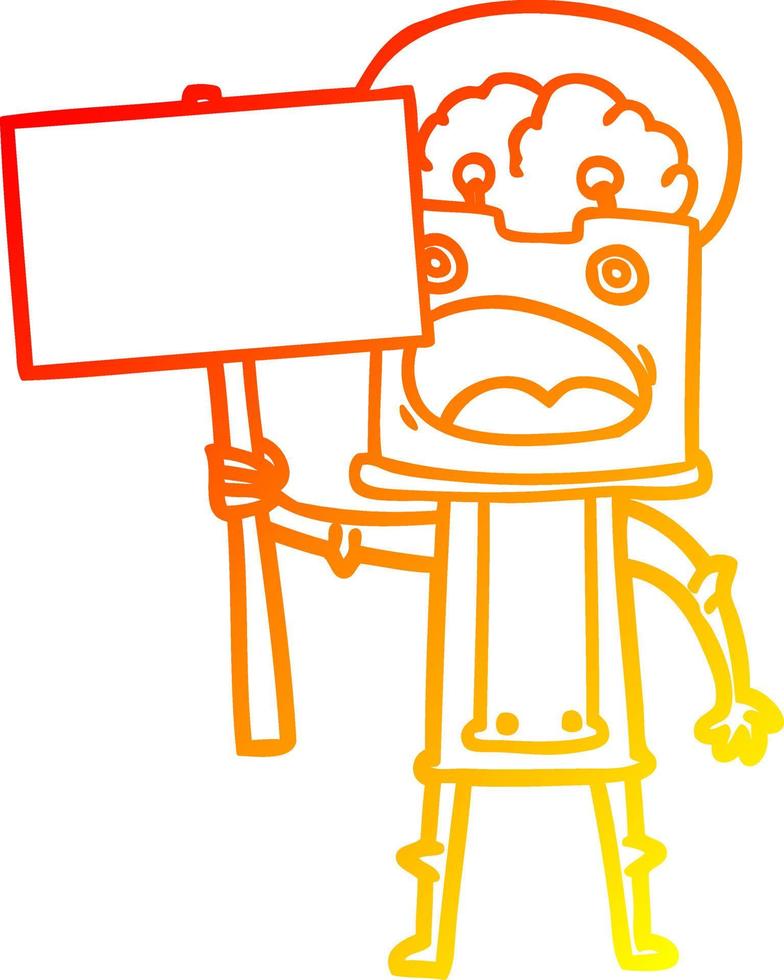 warm gradient line drawing cartoon robot vector