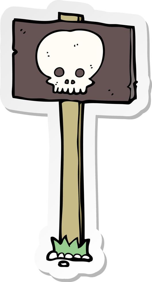 sticker of a cartoon spooky sign post vector