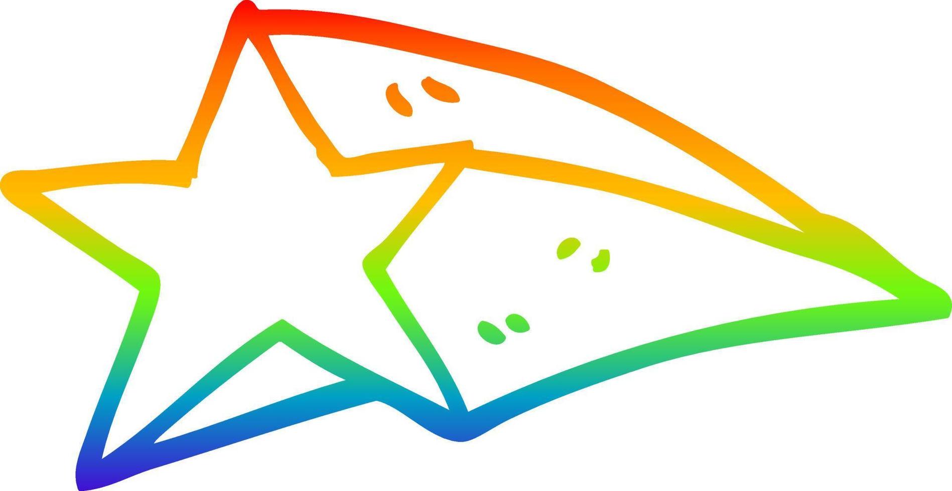 rainbow gradient line drawing cartoon shooting star vector