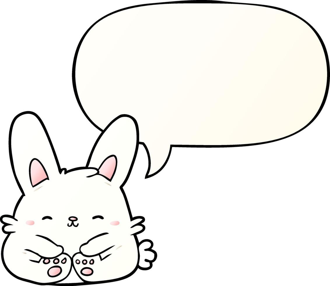 cute cartoon bunny rabbit and speech bubble in smooth gradient style vector